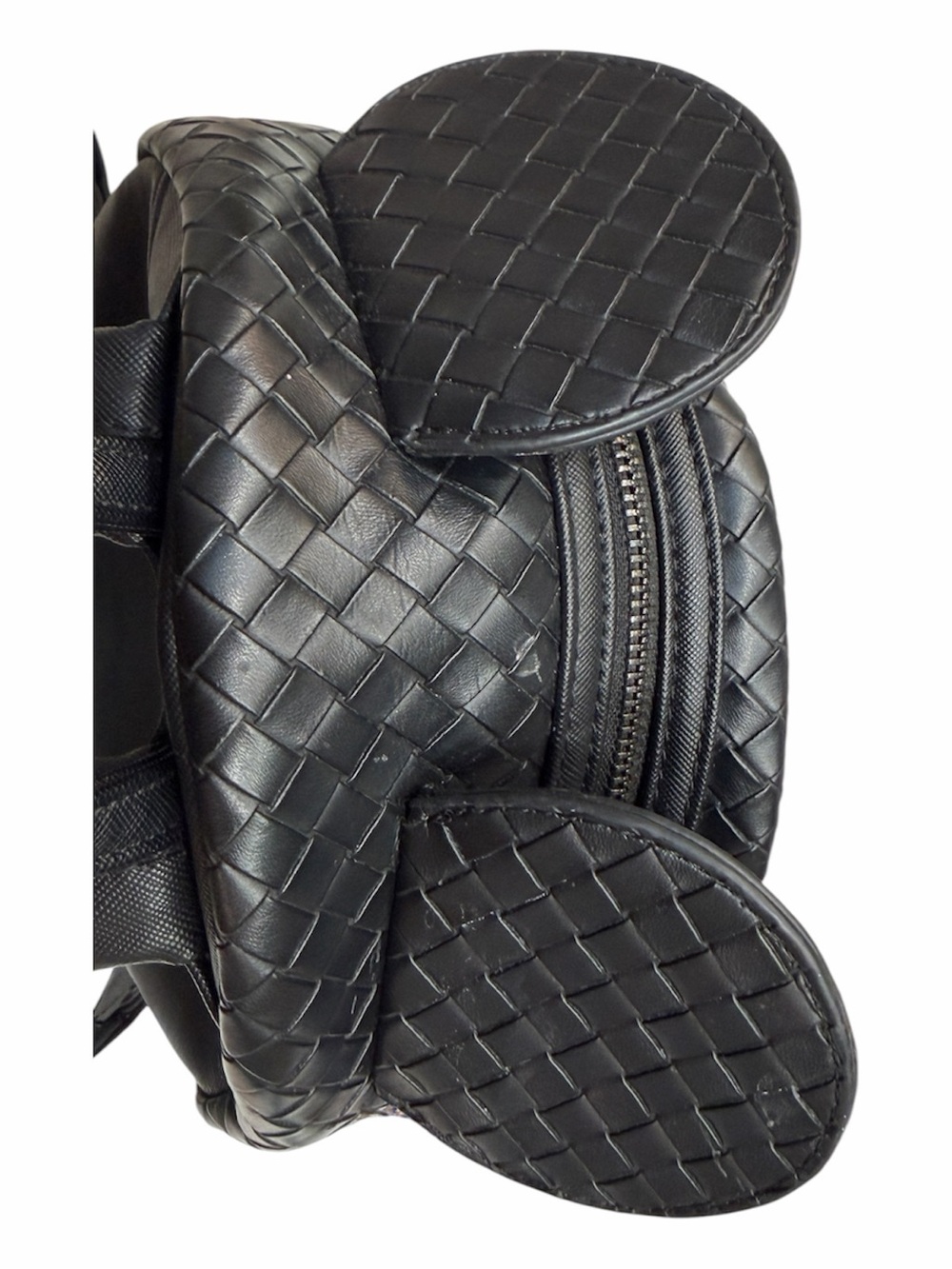 Loungefly Black Woven Faux Leather Mini Backpack with Mickey Ears - Picture 6 of 10